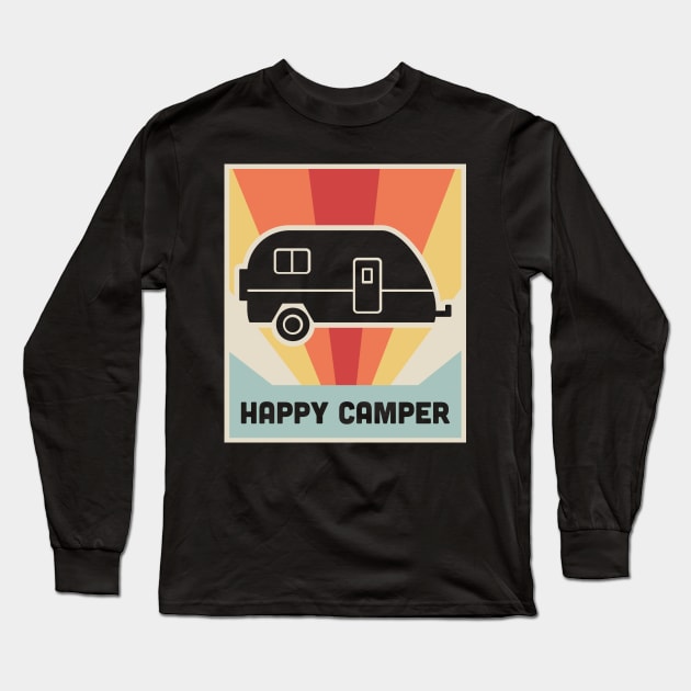 HAPPY CAMPER | Vintage RV Poster Long Sleeve T-Shirt by MeatMan